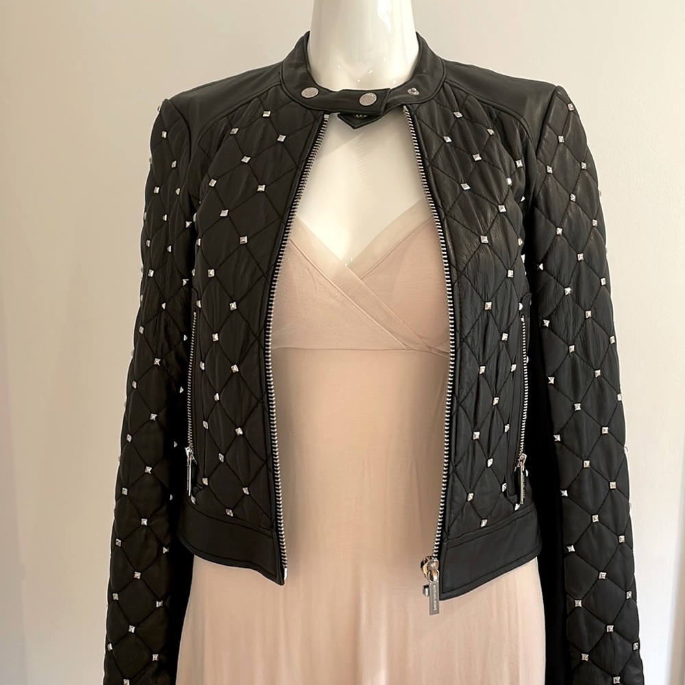 Michael Kors stud quilt leather jacket
